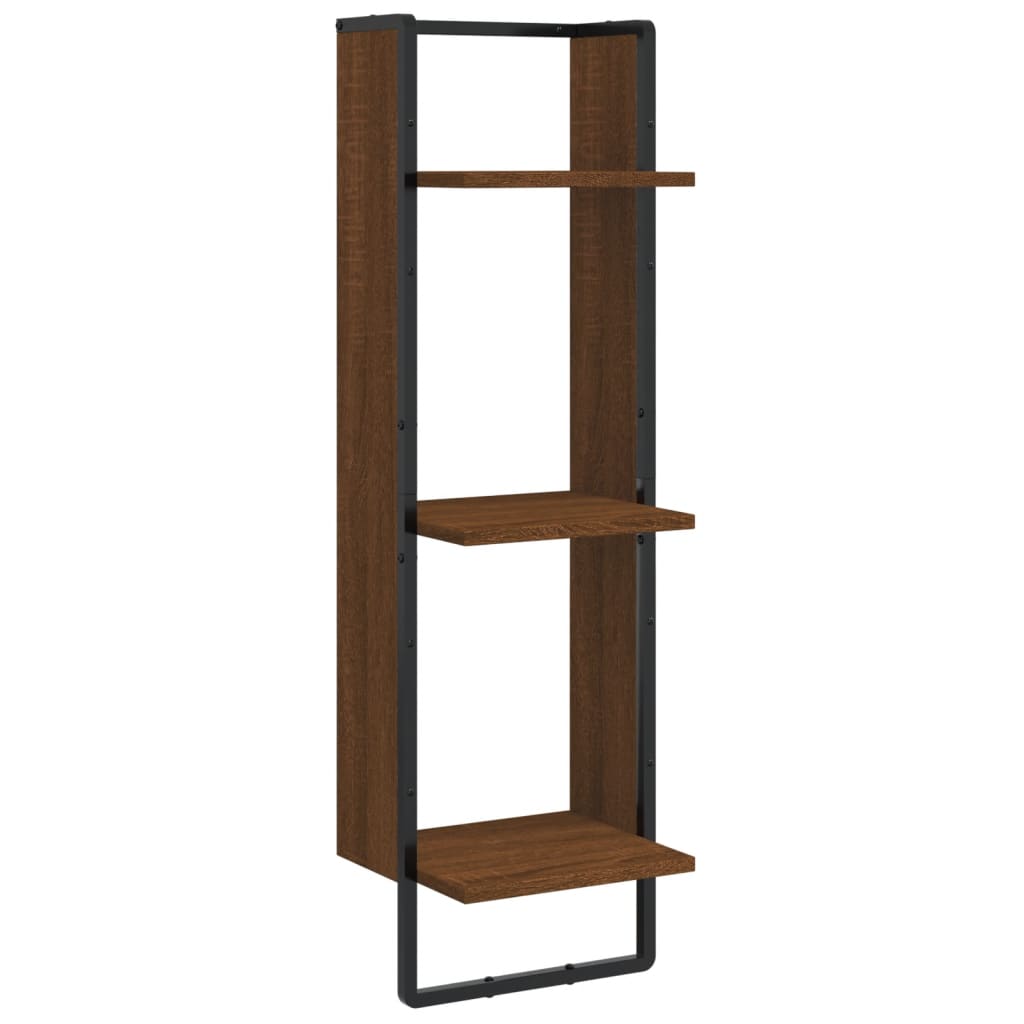 vidaXL Wandregal 3 Fächer Braun Eichen-Optik 30x25x100cm Holzwerkstoff