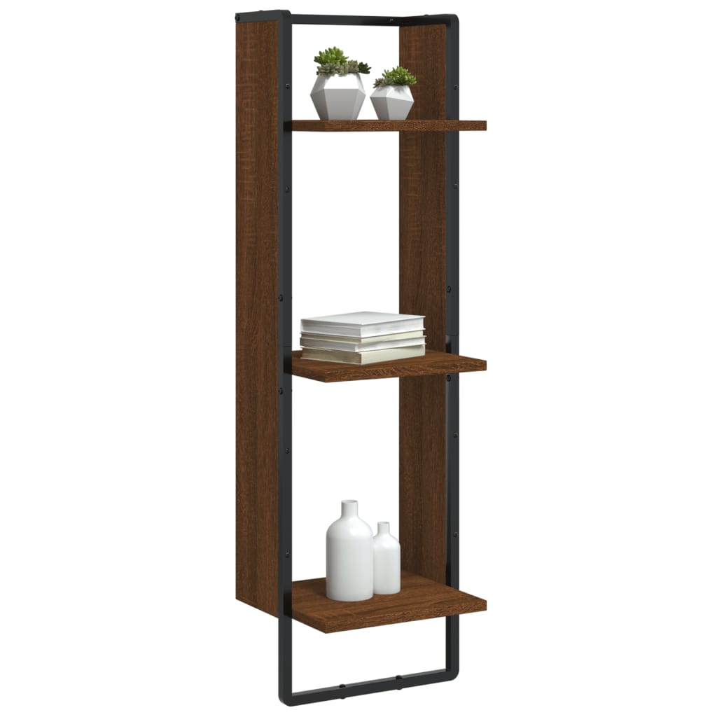 vidaXL Wandregal 3 Fächer Braun Eichen-Optik 30x25x100cm Holzwerkstoff