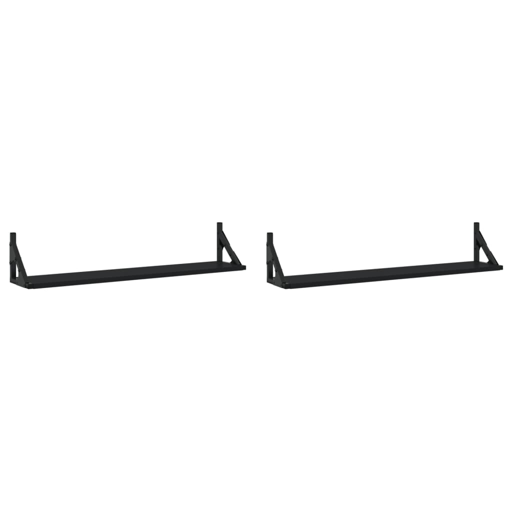 vidaXL Wandregale 2 Stk. Schwarz 80x15x15,5 cm Holzwerkstoff