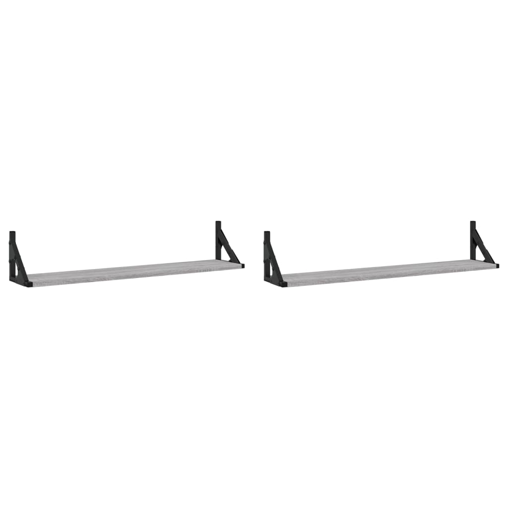 vidaXL Wandregale 2 Stk. Grau Sonoma 80x15x15,5 cm Holzwerkstoff