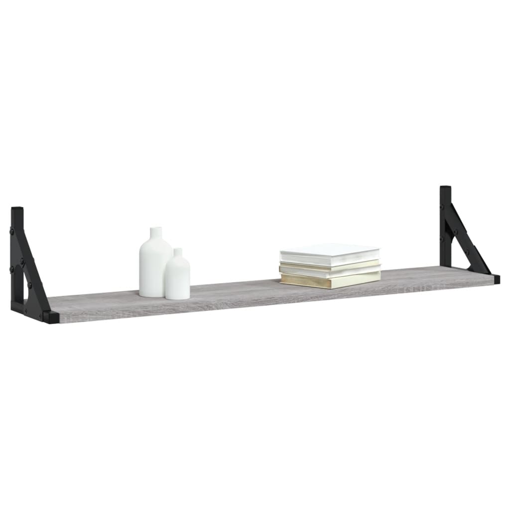 vidaXL Wandregale 2 Stk. Grau Sonoma 80x15x15,5 cm Holzwerkstoff