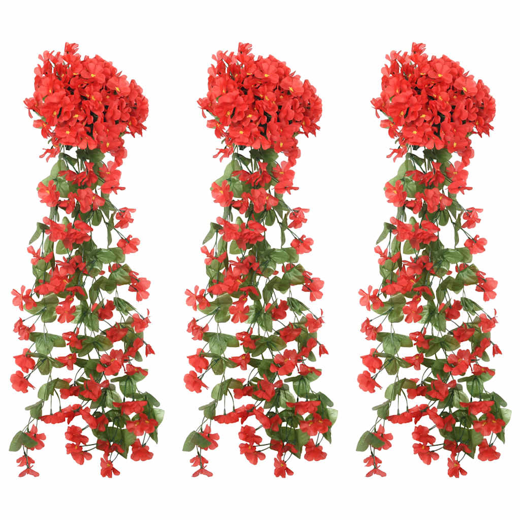 vidaXL Blumengirlanden Blumen 3 Stk. Rot 85 cm