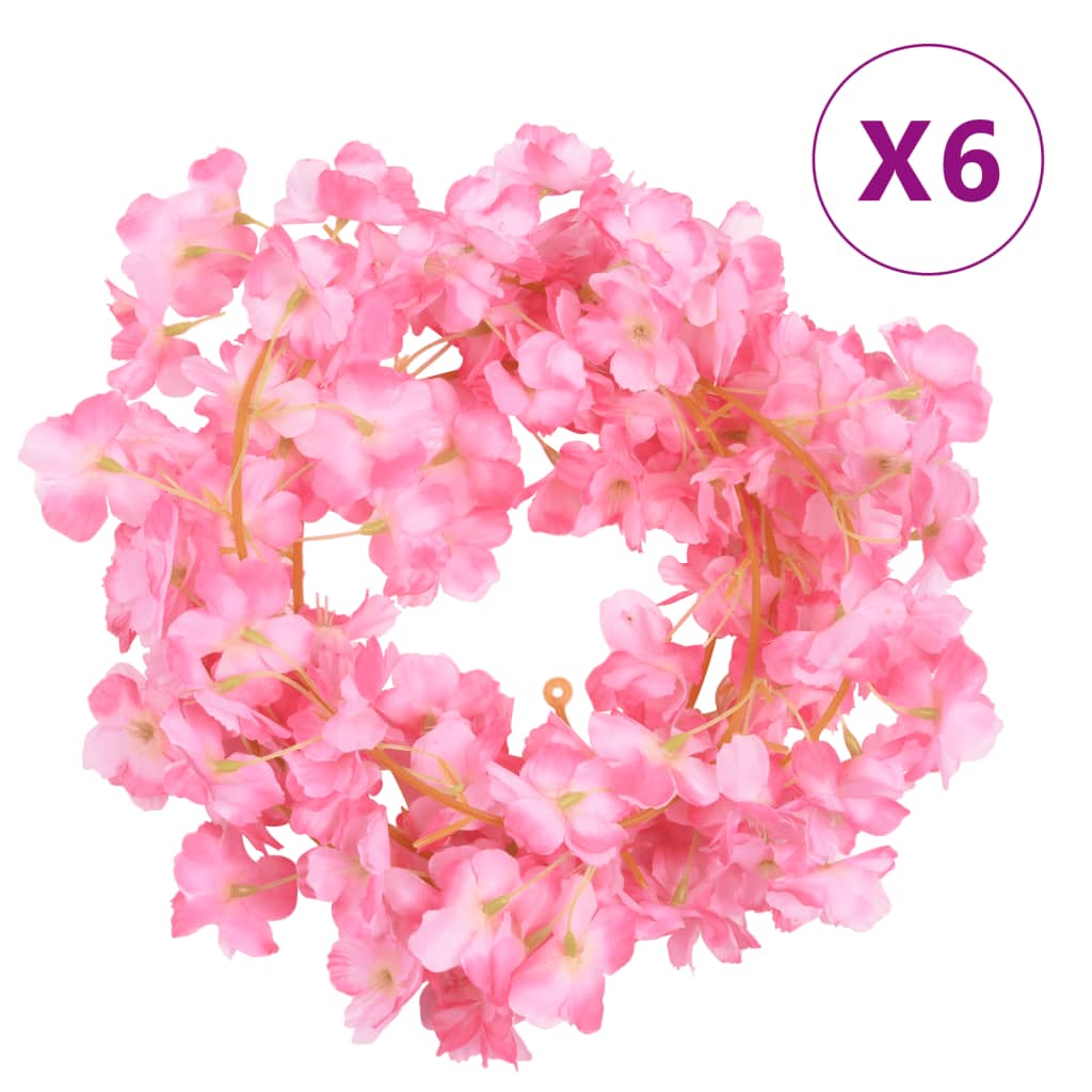 vidaXL Blumengirlanden Blumen 6 Stk. Dunkelrosa 180 cm