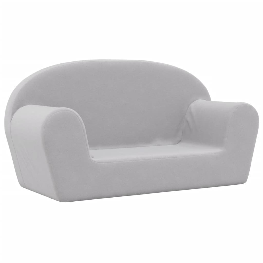 vidaXL Kindersofa 2-Sitzer Hellgrau Weich Plüsch