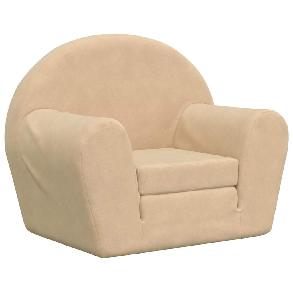 vidaXL Schlafsofa für Kinder Creme Weicher Plüsch