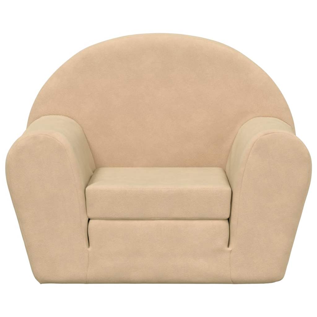 vidaXL Schlafsofa für Kinder Creme Weicher Plüsch
