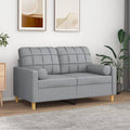 vidaXL 2-Sitzer-Sofa mit Zierkissen Hellgrau 120 cm Stoff