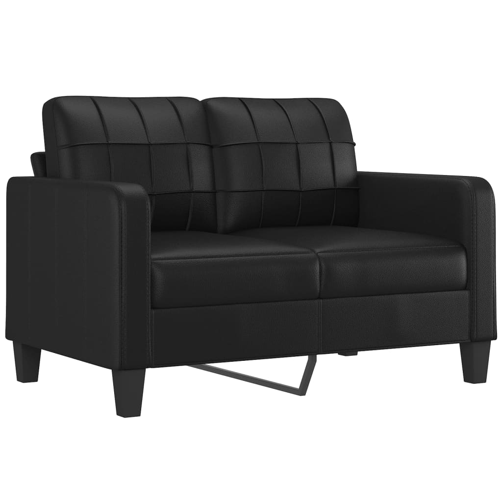 vidaXL 2-Sitzer-Sofa mit Zierkissen Schwarz 120 cm Kunstleder