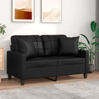 vidaXL 2-Sitzer-Sofa mit Zierkissen Schwarz 120 cm Kunstleder