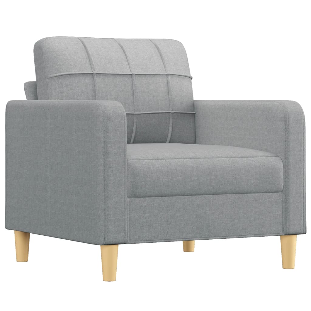 vidaXL Sessel mit Hocker Hellgrau 60 cm Stoff