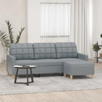 vidaXL 3-Sitzer-Sofa mit Hocker Hellgrau 180 cm Stoff