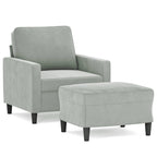 vidaXL Sessel mit Hocker Hellgrau 60 cm Samt
