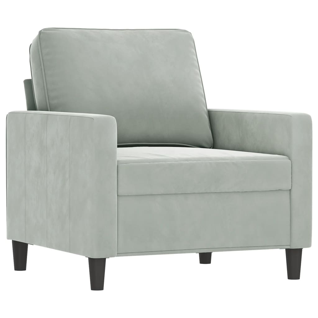 vidaXL Sessel mit Hocker Hellgrau 60 cm Samt