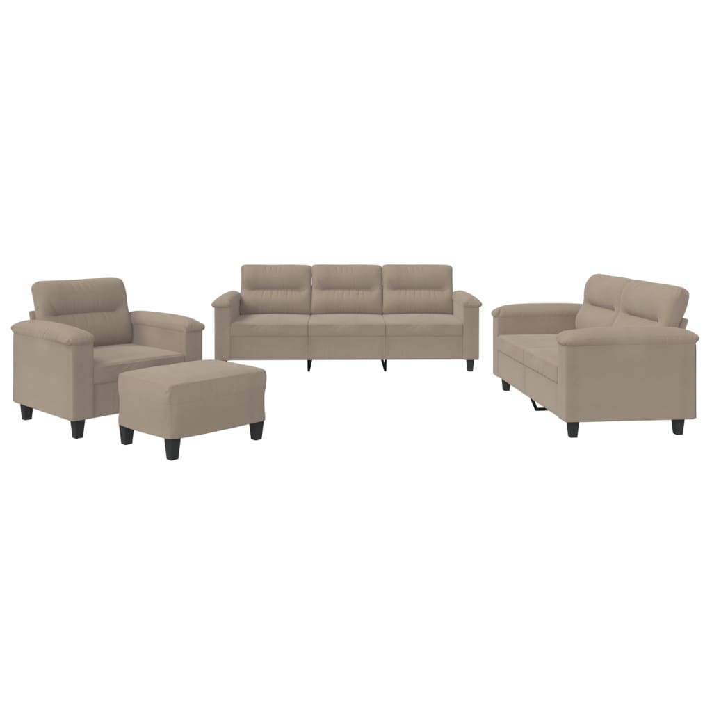 vidaXL 4-tlg. Sofagarnitur mit Kissen Taupe Mikrofasergewebe