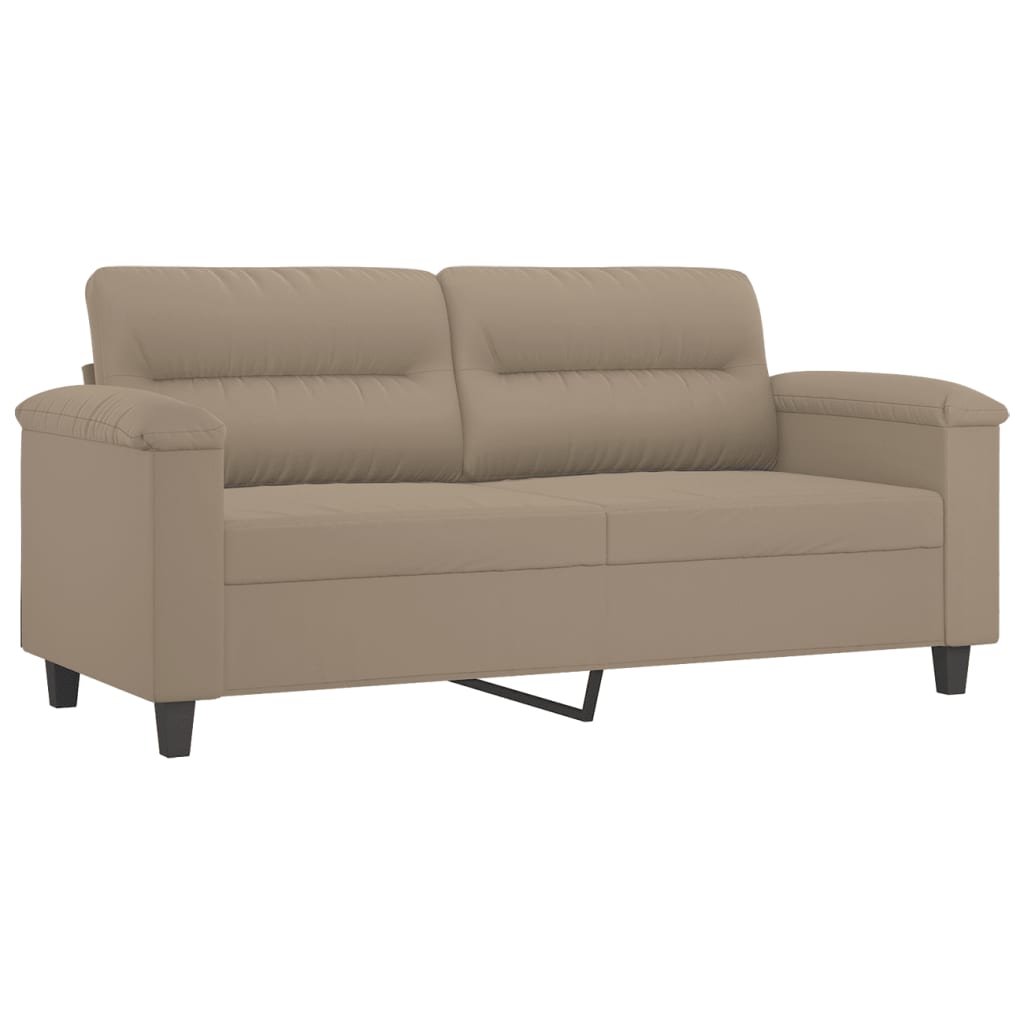 vidaXL 2-tlg. Sofagarnitur mit Kissen Taupe Mikrofasergewebe