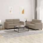 vidaXL 2-tlg. Sofagarnitur mit Kissen Taupe Mikrofasergewebe