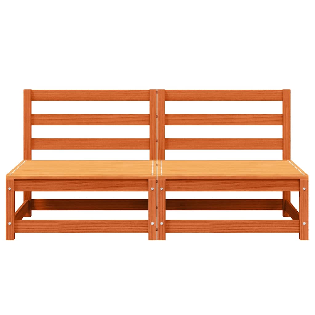 vidaXL Gartensofas ohne Armlehnen 2 Stk. Wachsbraun Massivholz Kiefer