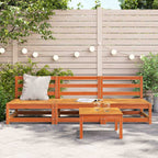 vidaXL Gartensofas ohne Armlehnen 3 Stk. Wachsbraun Massivholz Kiefer