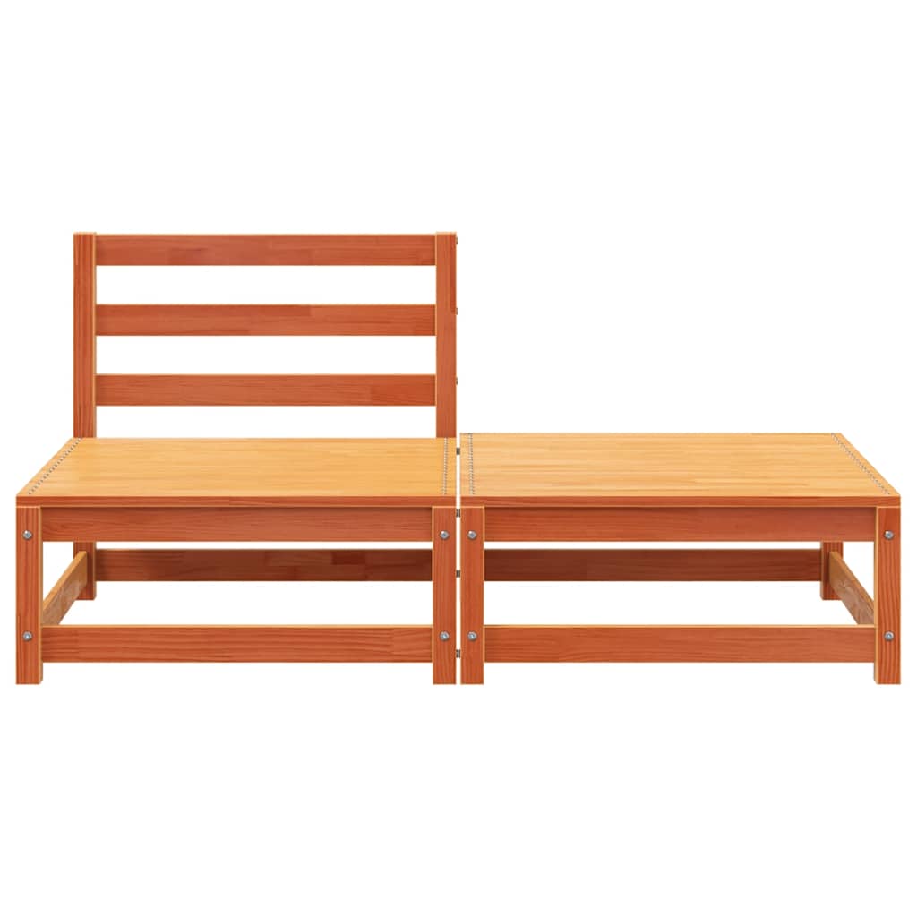 vidaXL Gartensofa ohne Armlehnen mit Fußhocker Wachsbraun Kiefernholz