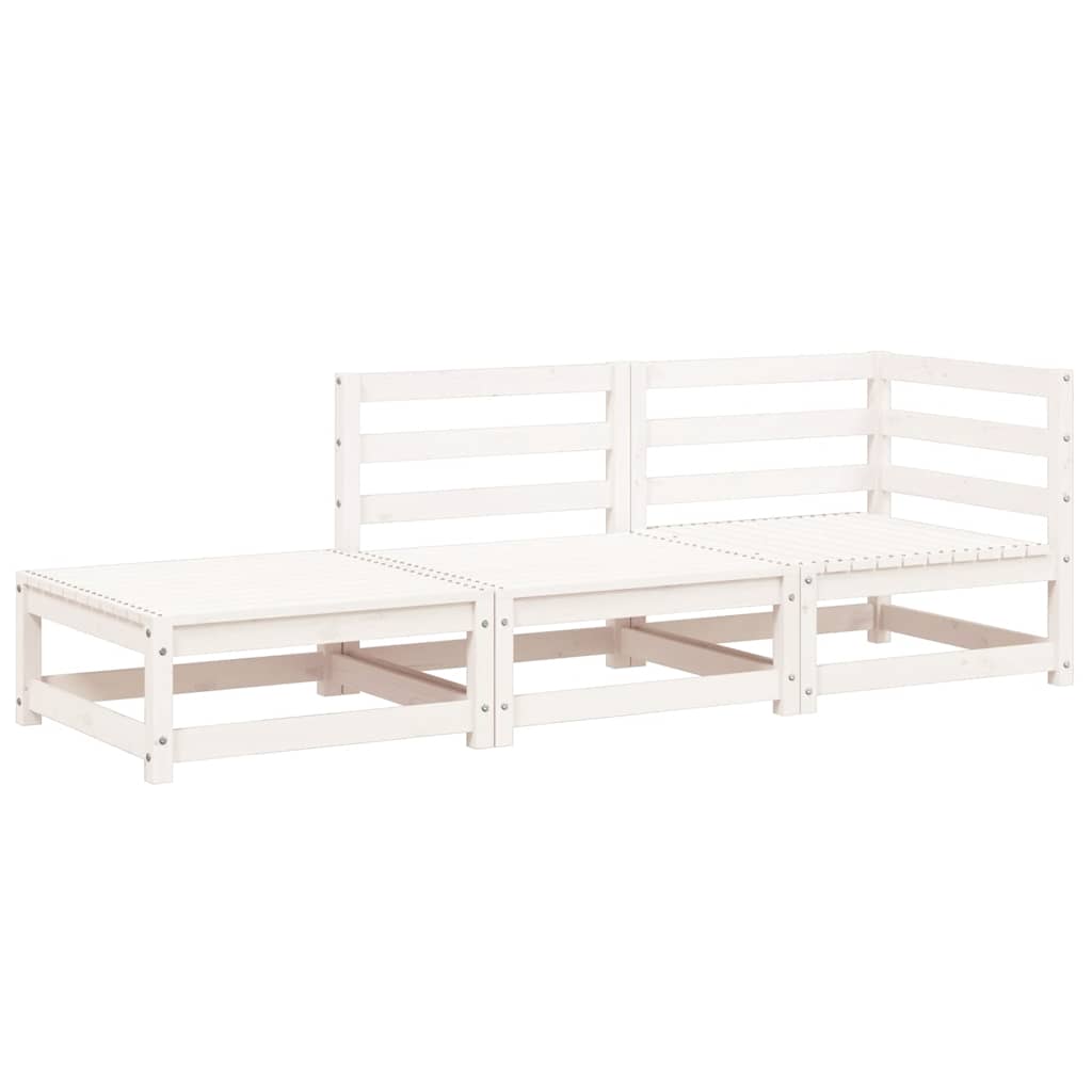vidaXL Gartensofa mit Hocker 2-Sitzer Weiß Massivholz Kiefer