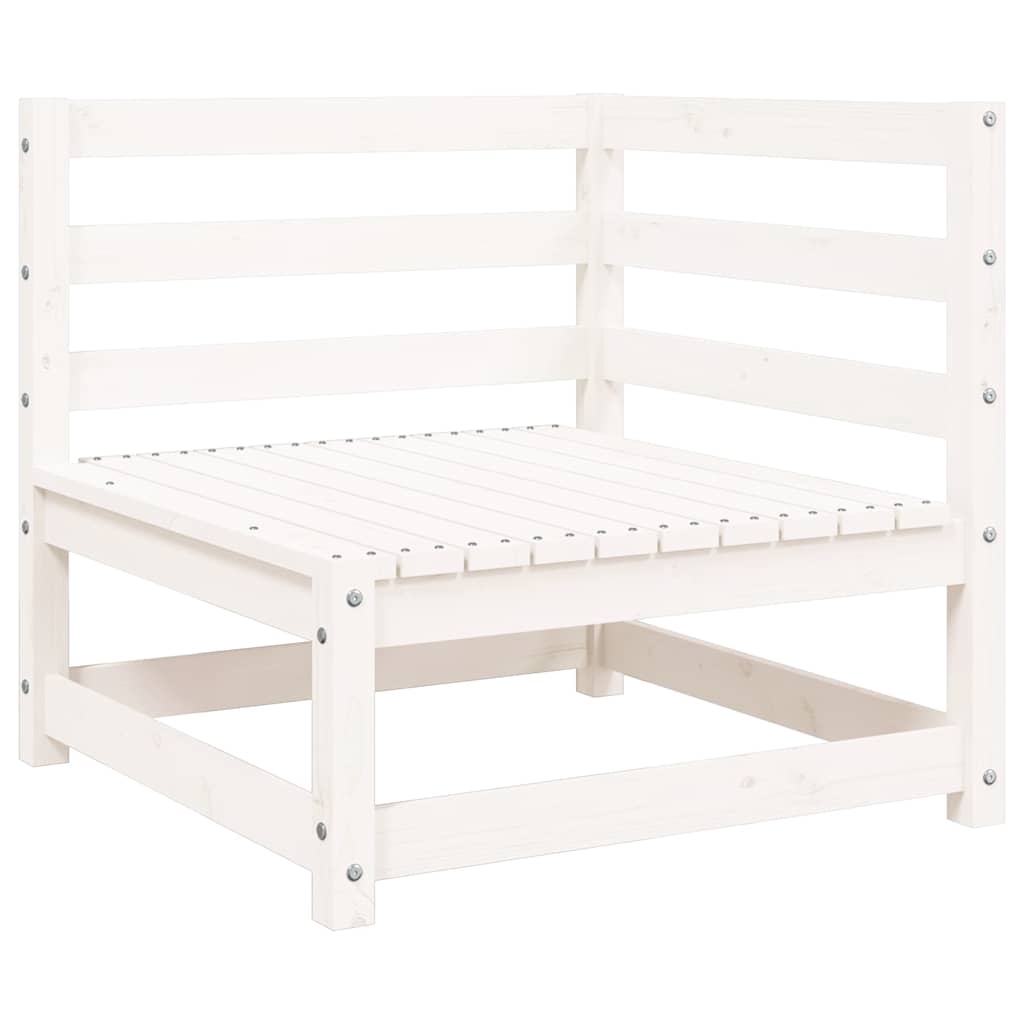 vidaXL Gartensofa mit Hocker 2-Sitzer Weiß Massivholz Kiefer