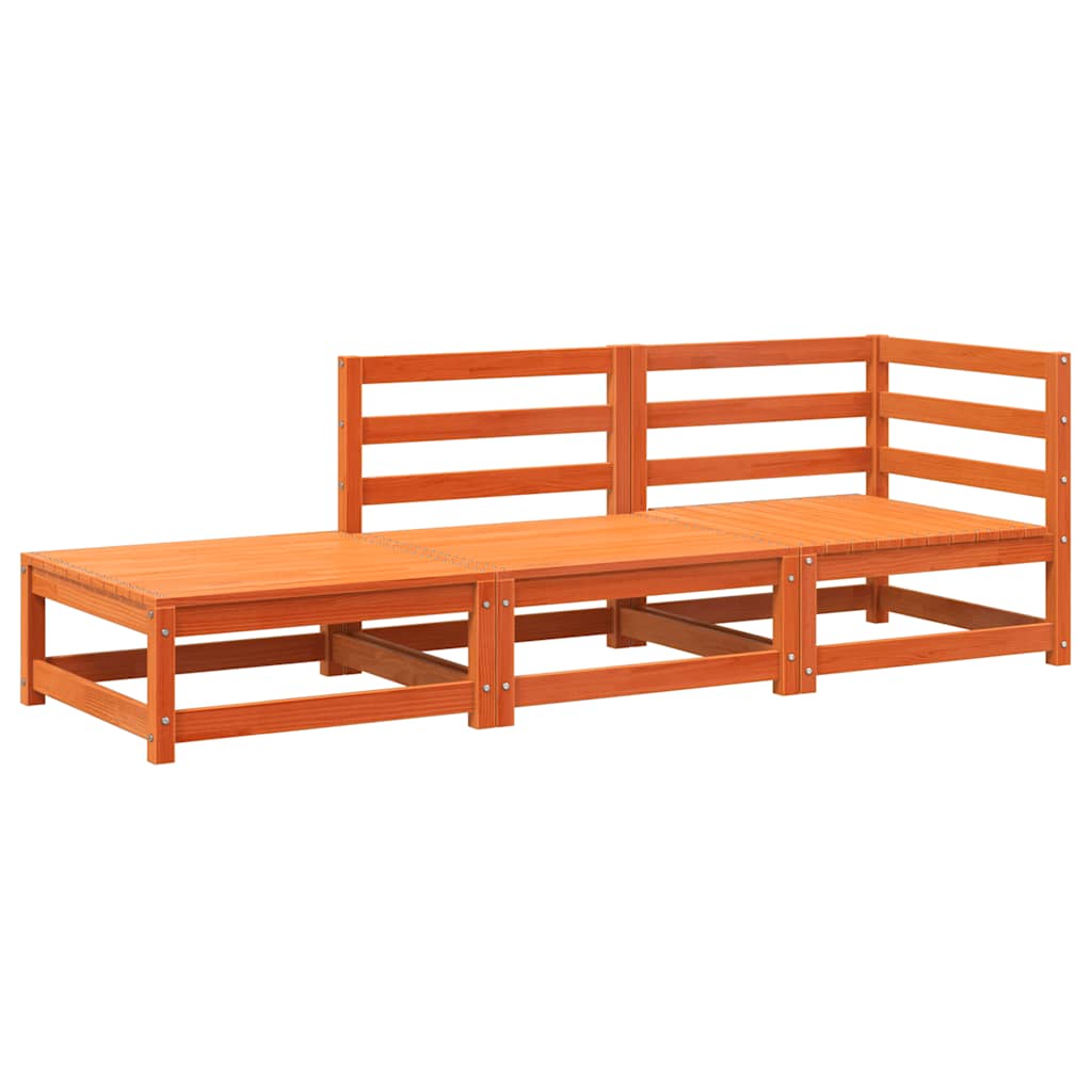 vidaXL Gartensofa mit Fußhocker 2-Sitzer Wachsbraun Massivholz Kiefer