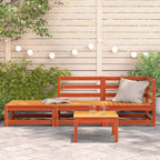 vidaXL Gartensofa mit Fußhocker 2-Sitzer Wachsbraun Massivholz Kiefer