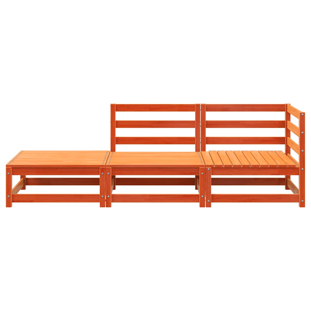vidaXL Gartensofa mit Fußhocker 2-Sitzer Wachsbraun Massivholz Kiefer