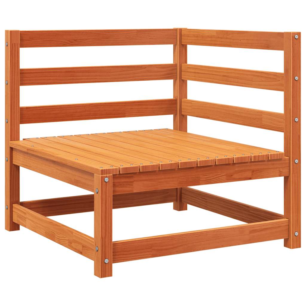 vidaXL Gartensofa mit Fußhocker 2-Sitzer Wachsbraun Massivholz Kiefer