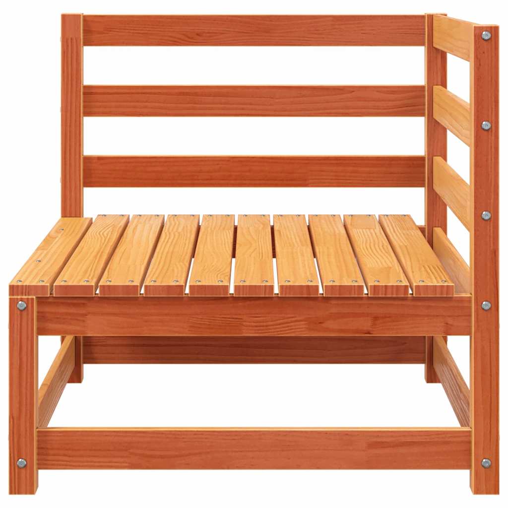 vidaXL Gartensofa mit Fußhocker 2-Sitzer Wachsbraun Massivholz Kiefer