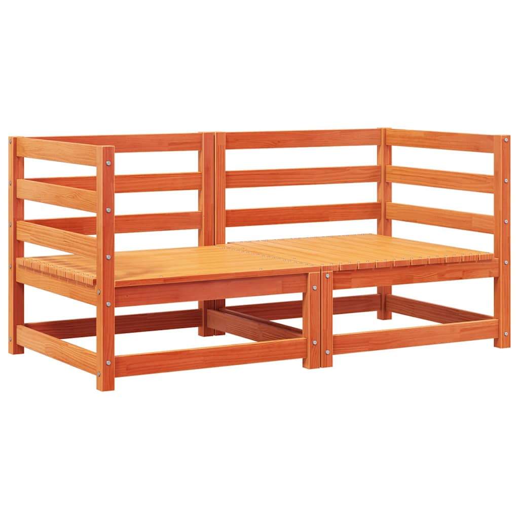 vidaXL Garten-Ecksofas mit Kissen 2 Stk. Wachsbraun Massivholz Kiefer