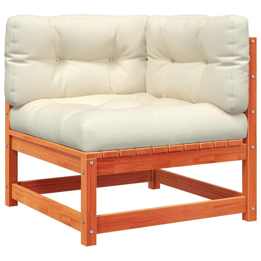 vidaXL Garten-Ecksofas mit Kissen 2 Stk. Wachsbraun Massivholz Kiefer