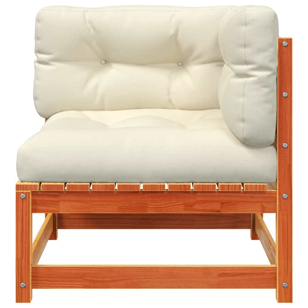 vidaXL Garten-Ecksofas mit Kissen 2 Stk. Wachsbraun Massivholz Kiefer