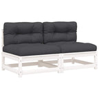 vidaXL Gartensofas ohne Armlehnen mit Kissen 2 Stk. Weiß Kiefernholz
