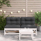 vidaXL Gartensofas ohne Armlehnen mit Kissen 2 Stk. Weiß Kiefernholz