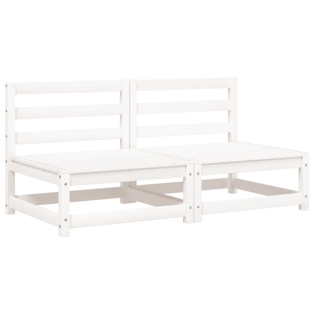 vidaXL Gartensofas ohne Armlehnen mit Kissen 2 Stk. Weiß Kiefernholz