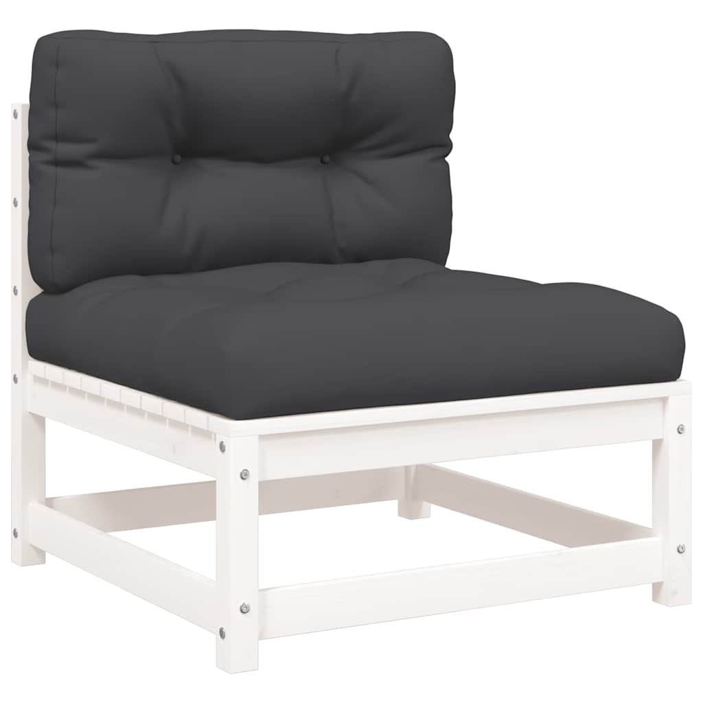 vidaXL Gartensofas ohne Armlehnen mit Kissen 2 Stk. Weiß Kiefernholz