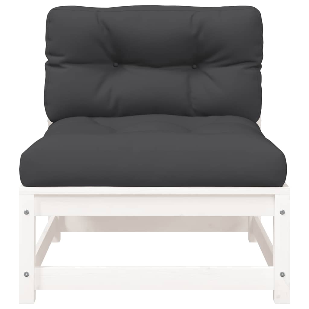 vidaXL Gartensofas ohne Armlehnen mit Kissen 2 Stk. Weiß Kiefernholz