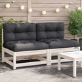 vidaXL Gartensofas ohne Armlehnen mit Kissen 2 Stk. Weiß Kiefernholz