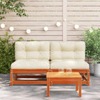 vidaXL Gartensofas ohne Armlehnen mit Kissen 2 Stk. Wachsbraun Holz