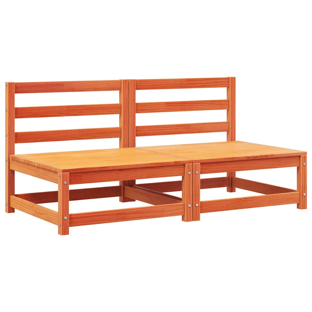 vidaXL Gartensofas ohne Armlehnen mit Kissen 2 Stk. Wachsbraun Holz
