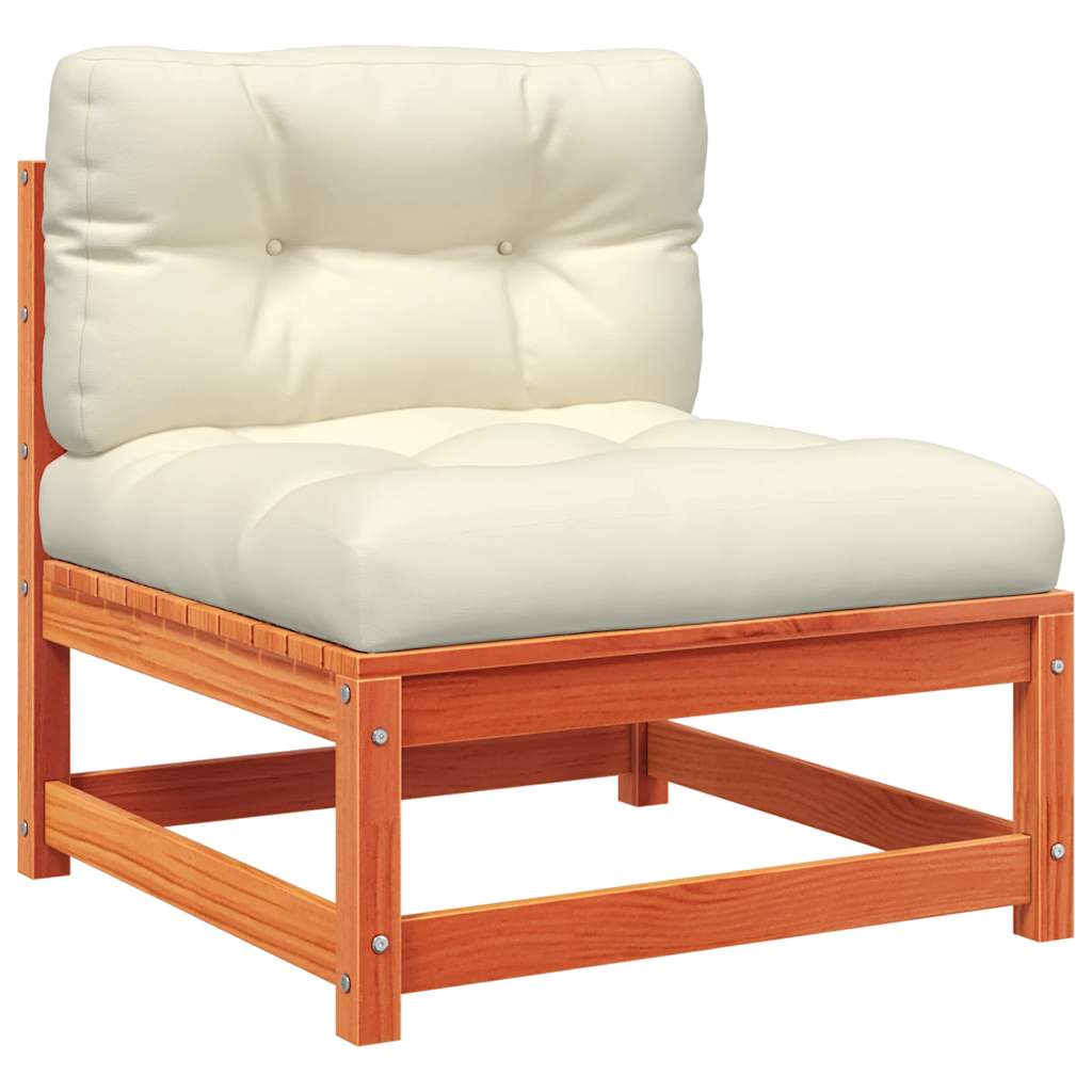 vidaXL Gartensofas ohne Armlehnen mit Kissen 2 Stk. Wachsbraun Holz