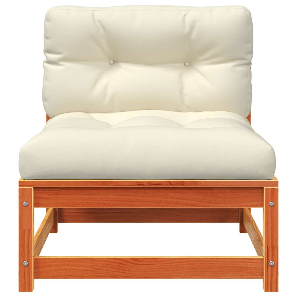 vidaXL Gartensofas ohne Armlehnen mit Kissen 2 Stk. Wachsbraun Holz