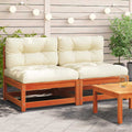 vidaXL Gartensofas ohne Armlehnen mit Kissen 2 Stk. Wachsbraun Holz