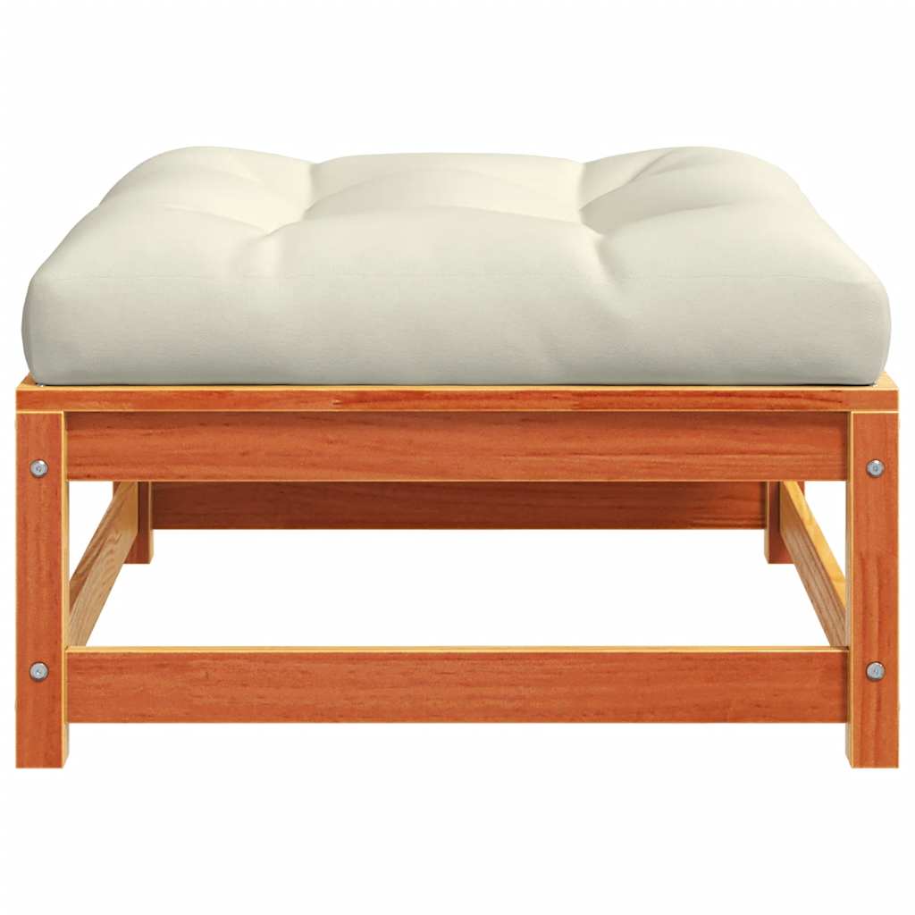vidaXL Gartenhocker mit Kissen Wachsbraun Massivholz Kiefer