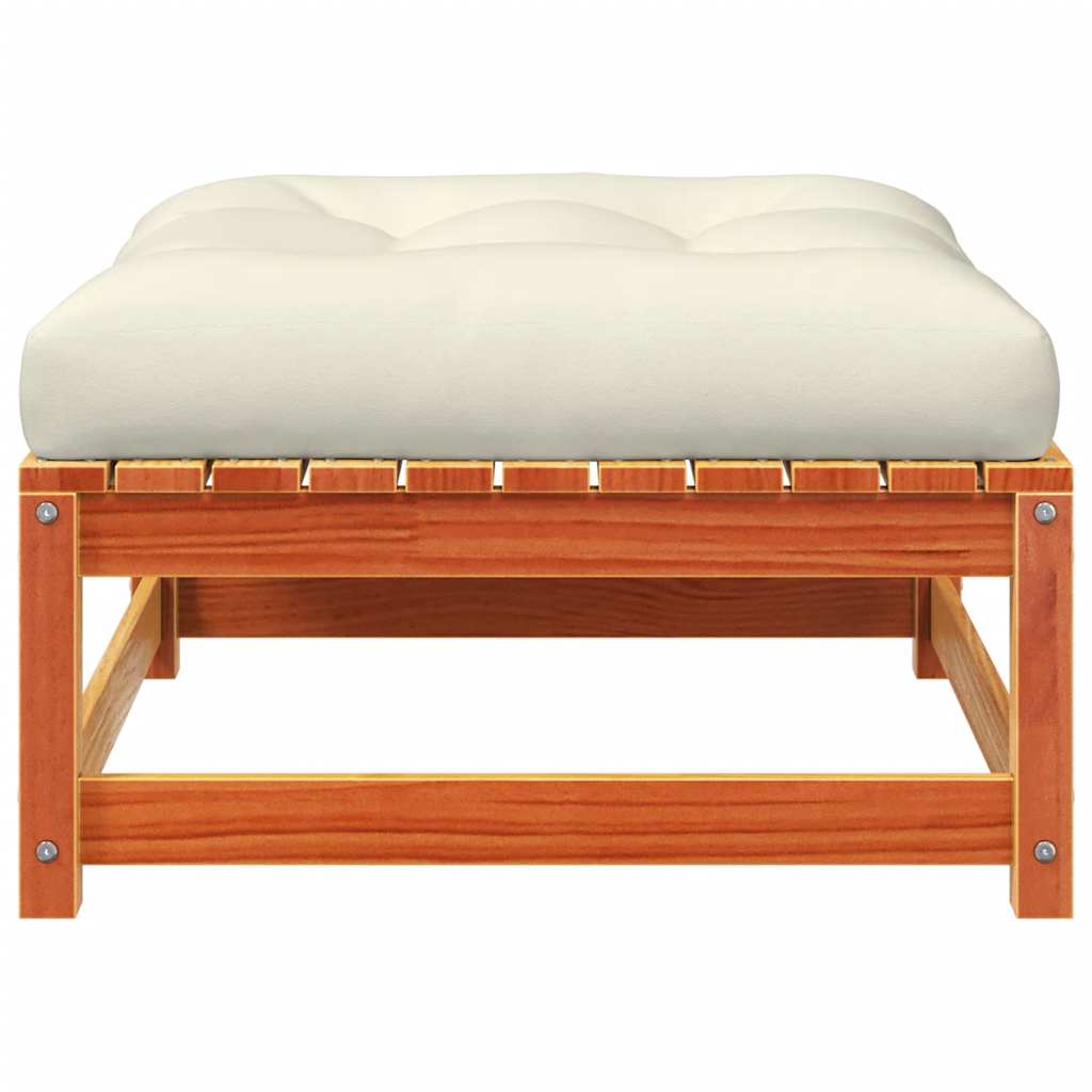 vidaXL Gartenhocker mit Kissen 2 Stk. Wachsbraun Massivholz Kiefer