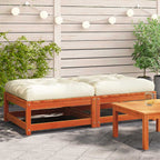 vidaXL Gartenhocker mit Kissen 2 Stk. Wachsbraun Massivholz Kiefer