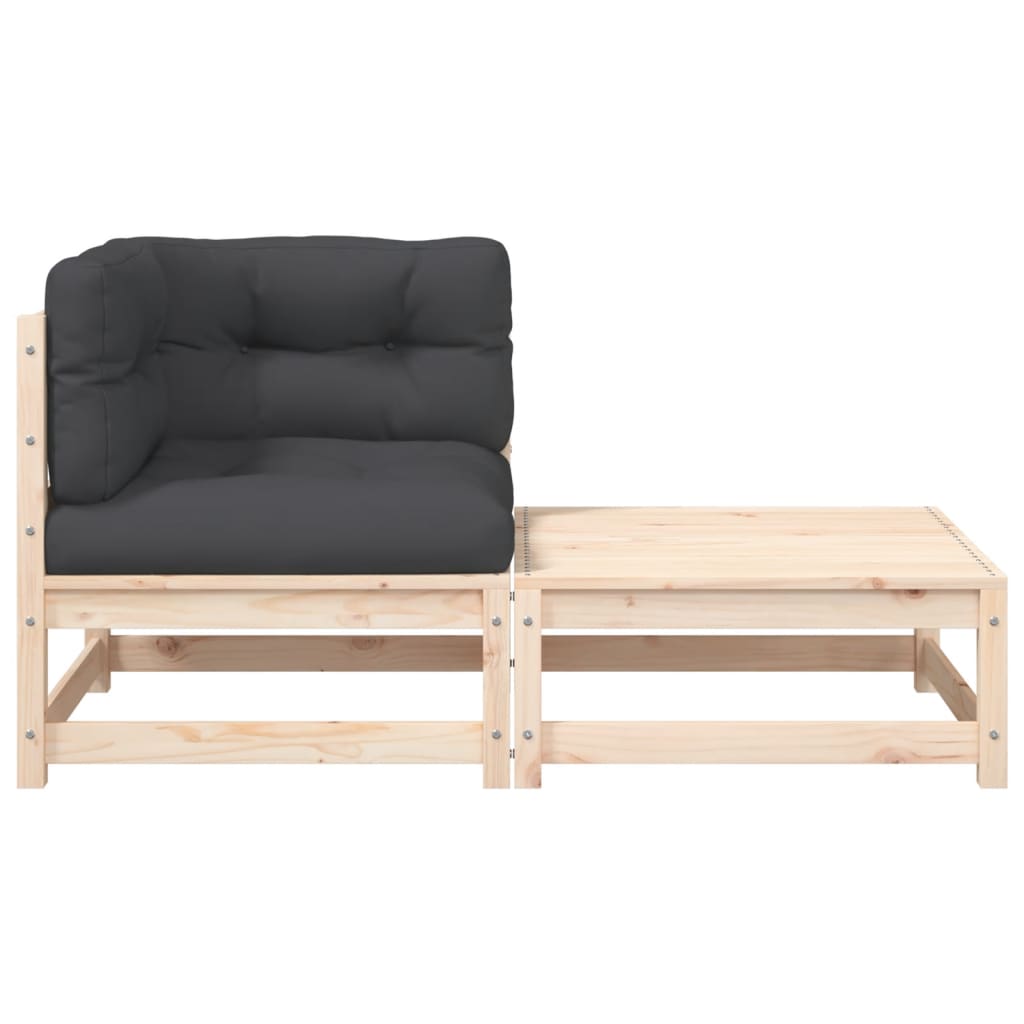 vidaXL Garten-Ecksofa mit Kissen und Hocker