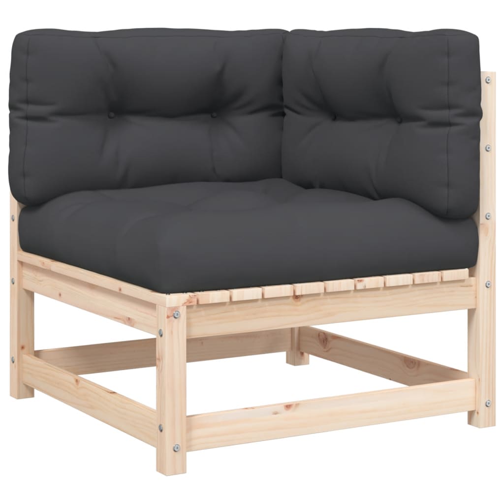 vidaXL Garten-Ecksofa mit Kissen und Hocker