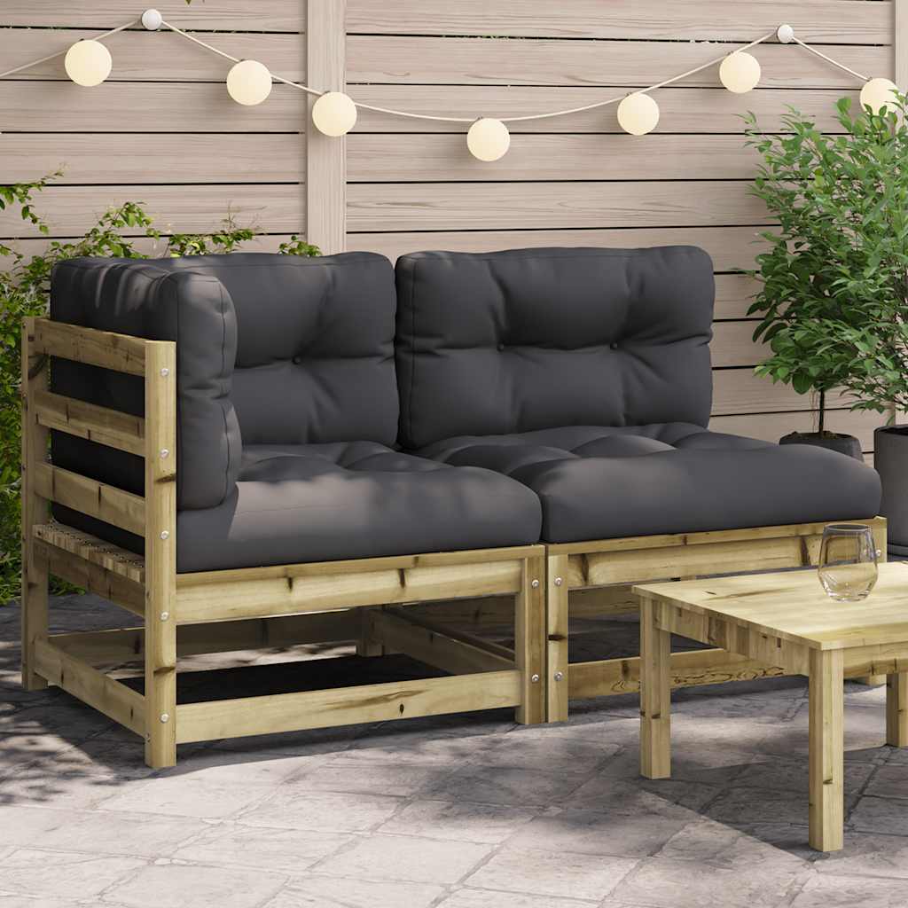 vidaXL Gartensofa mit Kissen 2-Sitzer Kiefernholz Imprägniert